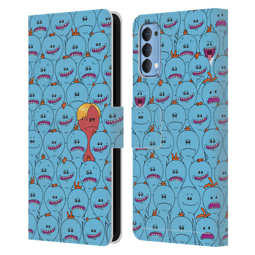 Rick And Morty Season 4 Graphics Mr. Meeseeks Pattern Leather Book Wallet Case Cover For OPPO Reno 4 5G