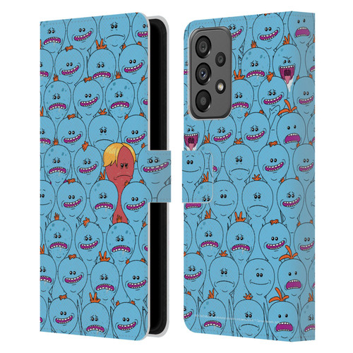 Rick And Morty Season 4 Graphics Mr. Meeseeks Pattern Leather Book Wallet Case Cover For Samsung Galaxy A73 5G (2022)