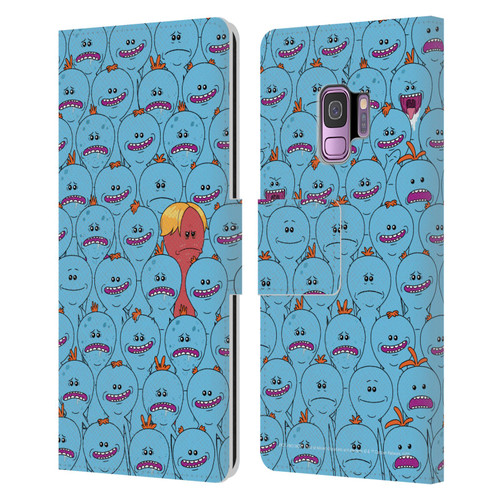 Rick And Morty Season 4 Graphics Mr. Meeseeks Pattern Leather Book Wallet Case Cover For Samsung Galaxy S9