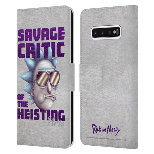 Rick And Morty Season 4 Graphics Savage Critic Leather Book Wallet Case Cover For Samsung Galaxy S10