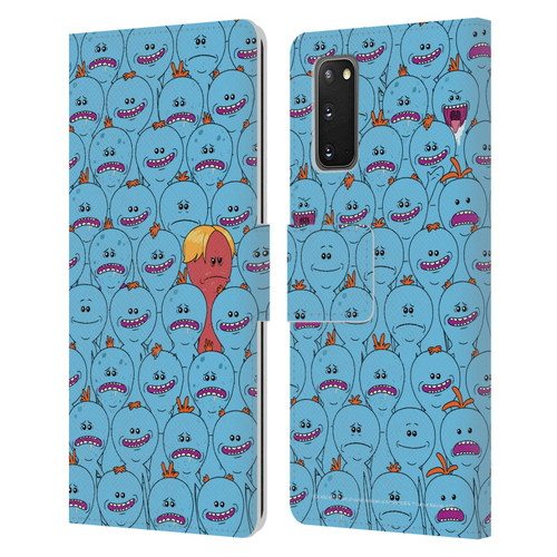Rick And Morty Season 4 Graphics Mr. Meeseeks Pattern Leather Book Wallet Case Cover For Samsung Galaxy S20 / S20 5G