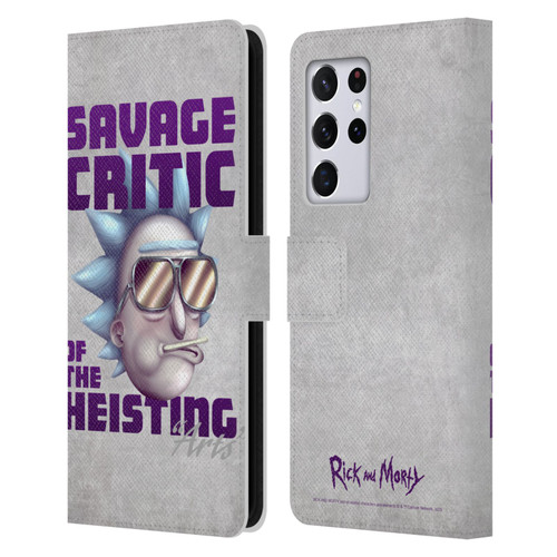 Rick And Morty Season 4 Graphics Savage Critic Leather Book Wallet Case Cover For Samsung Galaxy S21 Ultra 5G