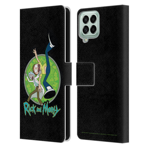 Rick And Morty Season 4 Graphics Character Art Leather Book Wallet Case Cover For Samsung Galaxy M53 (2022)
