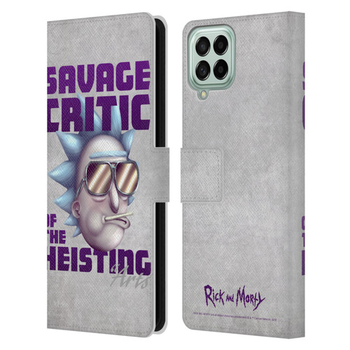 Rick And Morty Season 4 Graphics Savage Critic Leather Book Wallet Case Cover For Samsung Galaxy M53 (2022)