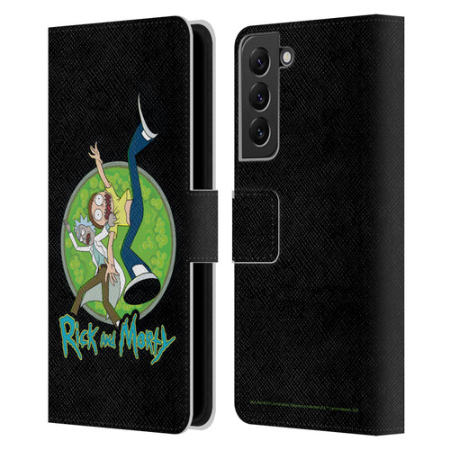 Rick And Morty Season 4 Graphics Character Art Leather Book Wallet Case Cover For Samsung Galaxy S22+ 5G
