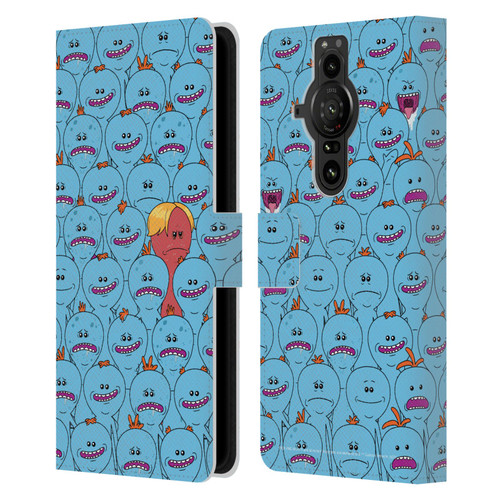 Rick And Morty Season 4 Graphics Mr. Meeseeks Pattern Leather Book Wallet Case Cover For Sony Xperia Pro-I