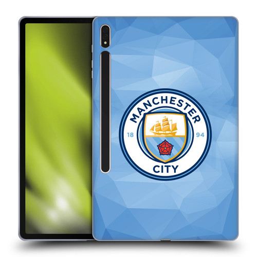 Manchester City Man City FC Badge Geometric Blue Full Colour Soft Gel Case for Samsung Galaxy Tab S8 Plus