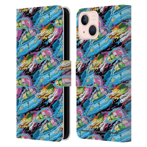Rick And Morty Season 5 Graphics Warp Pattern Leather Book Wallet Case Cover For Apple iPhone 13