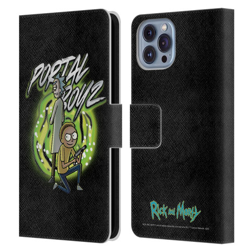 Rick And Morty Season 5 Graphics Portal Boyz Leather Book Wallet Case Cover For Apple iPhone 14