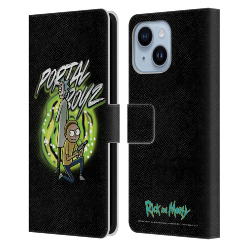 Rick And Morty Season 5 Graphics Portal Boyz Leather Book Wallet Case Cover For Apple iPhone 14 Plus