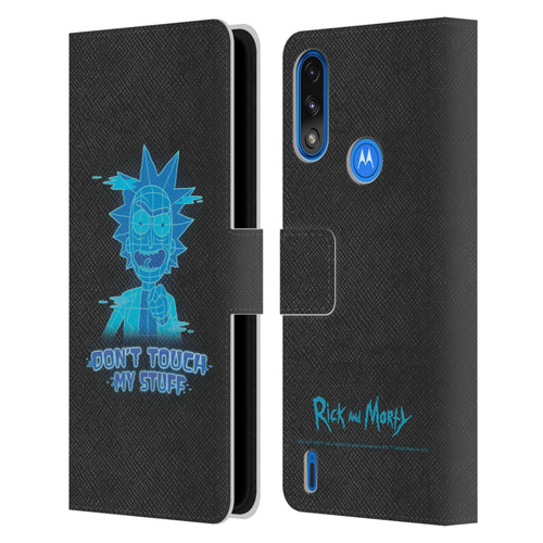 Rick And Morty Season 5 Graphics Don't Touch My Stuff Leather Book Wallet Case Cover For Motorola Moto E7 Power / Moto E7i Power