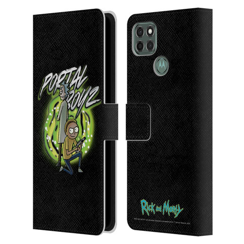 Rick And Morty Season 5 Graphics Portal Boyz Leather Book Wallet Case Cover For Motorola Moto G9 Power