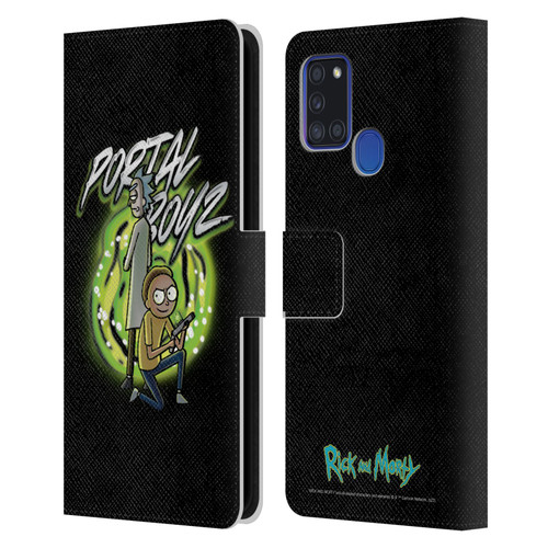 Rick And Morty Season 5 Graphics Portal Boyz Leather Book Wallet Case Cover For Samsung Galaxy A21s (2020)