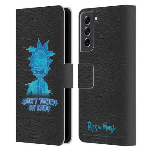 Rick And Morty Season 5 Graphics Don't Touch My Stuff Leather Book Wallet Case Cover For Samsung Galaxy S21 FE 5G