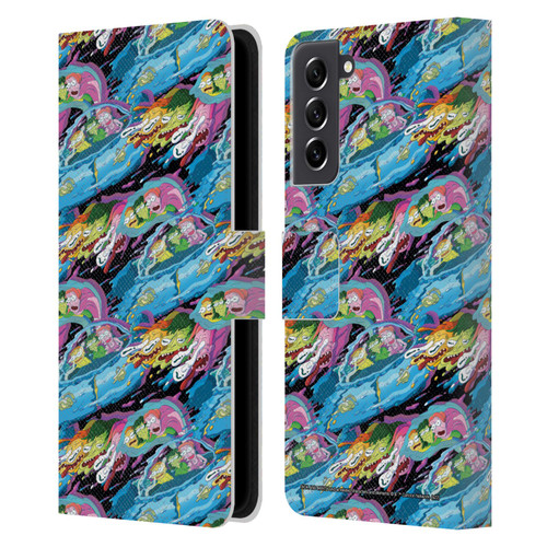 Rick And Morty Season 5 Graphics Warp Pattern Leather Book Wallet Case Cover For Samsung Galaxy S21 FE 5G