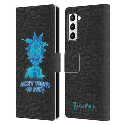 Rick And Morty Season 5 Graphics Don't Touch My Stuff Leather Book Wallet Case Cover For Samsung Galaxy S21+ 5G