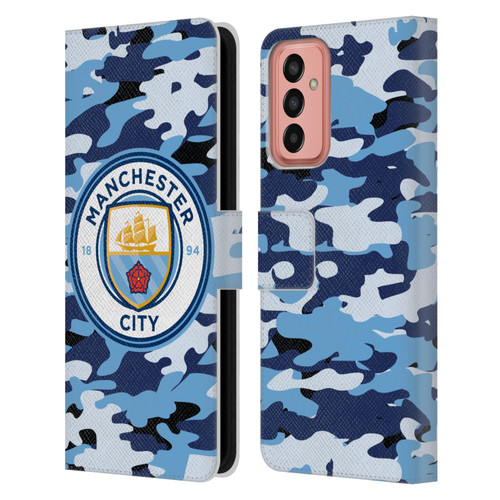 Manchester City Man City FC Badge Camou Blue Moon Leather Book Wallet Case Cover For Samsung Galaxy M13 (2022)