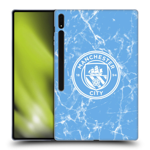 Manchester City Man City FC Marble Badge Blue White Mono Soft Gel Case for Samsung Galaxy Tab S8 Ultra