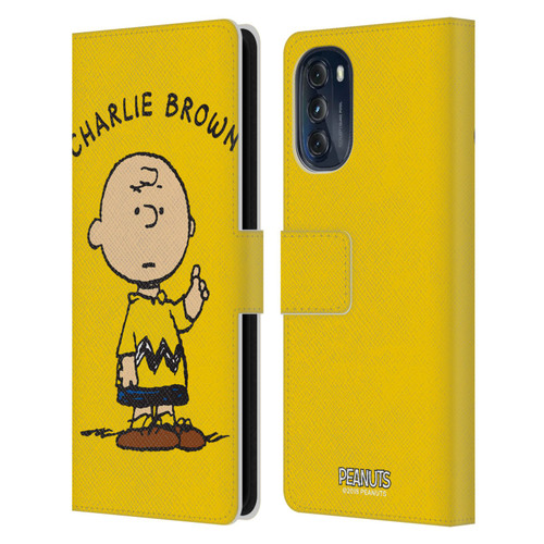 Peanuts Characters Charlie Brown Leather Book Wallet Case Cover For Motorola Moto G (2022)