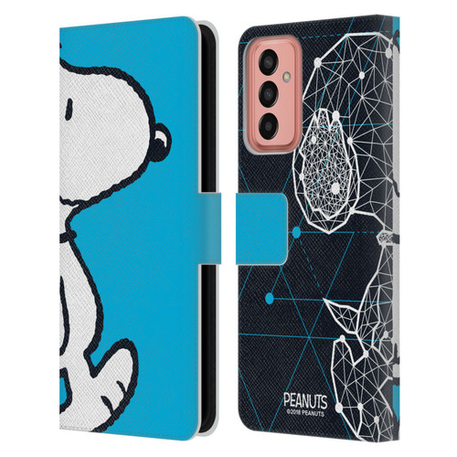 Peanuts Halfs And Laughs Snoopy Geometric Leather Book Wallet Case Cover For Samsung Galaxy M13 (2022)