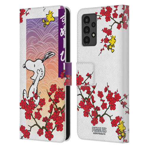 Peanuts Oriental Snoopy Cherry Blossoms 2 Leather Book Wallet Case Cover For Samsung Galaxy A13 (2022)