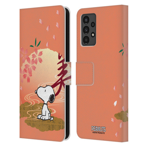 Peanuts Oriental Snoopy Sakura Leather Book Wallet Case Cover For Samsung Galaxy A13 (2022)