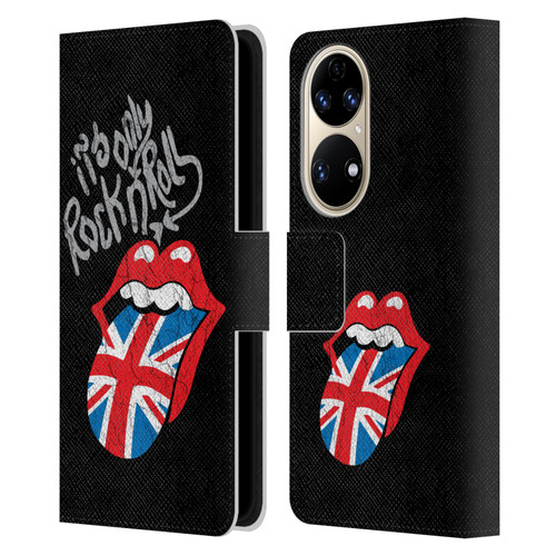 The Rolling Stones Albums Only Rock And Roll Distressed Leather Book Wallet Case Cover For Huawei P50