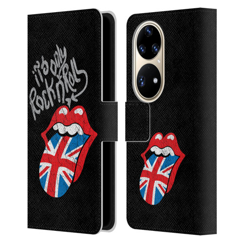 The Rolling Stones Albums Only Rock And Roll Distressed Leather Book Wallet Case Cover For Huawei P50 Pro