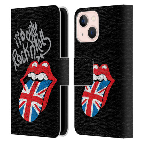 The Rolling Stones Albums Only Rock And Roll Distressed Leather Book Wallet Case Cover For Apple iPhone 13 Mini