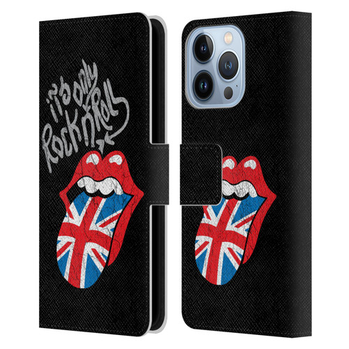 The Rolling Stones Albums Only Rock And Roll Distressed Leather Book Wallet Case Cover For Apple iPhone 13 Pro