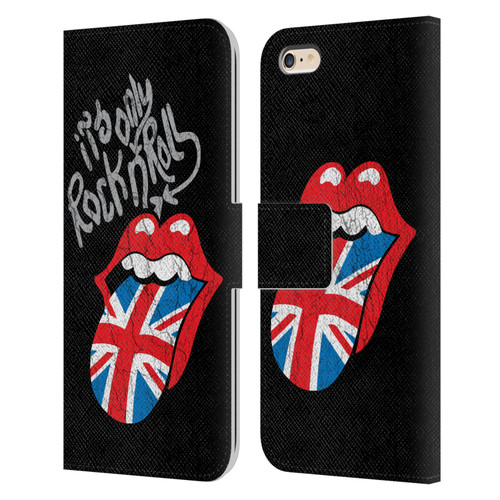 The Rolling Stones Albums Only Rock And Roll Distressed Leather Book Wallet Case Cover For Apple iPhone 6 Plus / iPhone 6s Plus