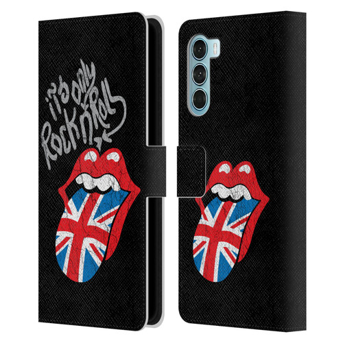 The Rolling Stones Albums Only Rock And Roll Distressed Leather Book Wallet Case Cover For Motorola Edge S30 / Moto G200 5G