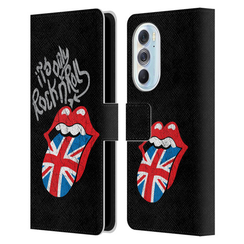 The Rolling Stones Albums Only Rock And Roll Distressed Leather Book Wallet Case Cover For Motorola Edge X30