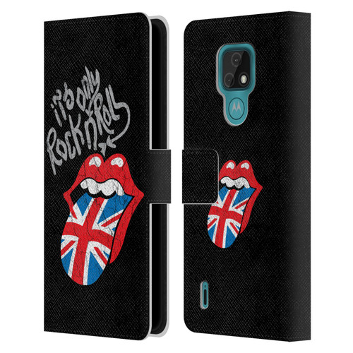 The Rolling Stones Albums Only Rock And Roll Distressed Leather Book Wallet Case Cover For Motorola Moto E7