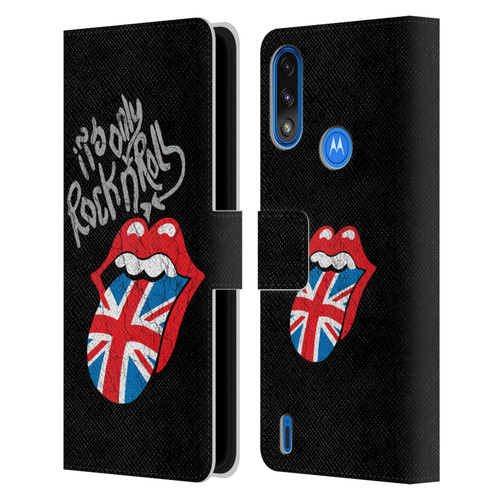 The Rolling Stones Albums Only Rock And Roll Distressed Leather Book Wallet Case Cover For Motorola Moto E7 Power / Moto E7i Power