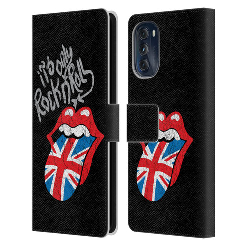The Rolling Stones Albums Only Rock And Roll Distressed Leather Book Wallet Case Cover For Motorola Moto G (2022)