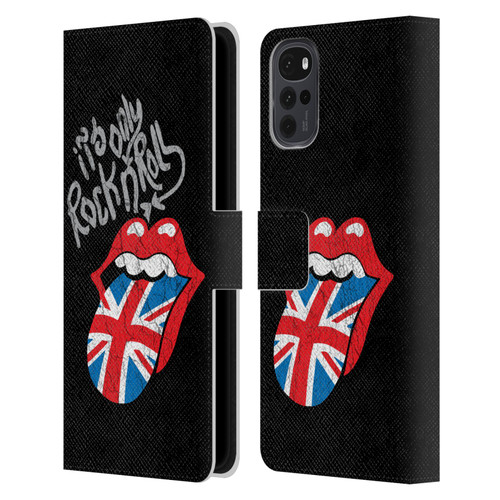 The Rolling Stones Albums Only Rock And Roll Distressed Leather Book Wallet Case Cover For Motorola Moto G22