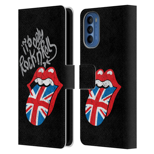 The Rolling Stones Albums Only Rock And Roll Distressed Leather Book Wallet Case Cover For Motorola Moto G41