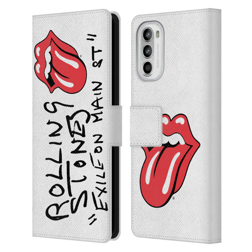 The Rolling Stones Albums Exile On Main St. Leather Book Wallet Case Cover For Motorola Moto G52