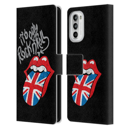 The Rolling Stones Albums Only Rock And Roll Distressed Leather Book Wallet Case Cover For Motorola Moto G52