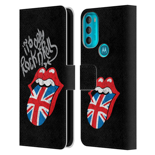 The Rolling Stones Albums Only Rock And Roll Distressed Leather Book Wallet Case Cover For Motorola Moto G71 5G