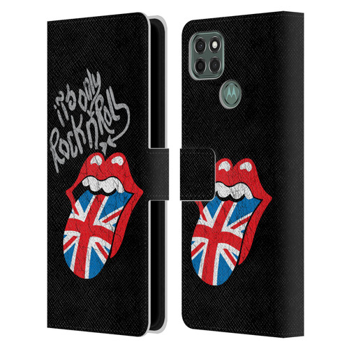 The Rolling Stones Albums Only Rock And Roll Distressed Leather Book Wallet Case Cover For Motorola Moto G9 Power