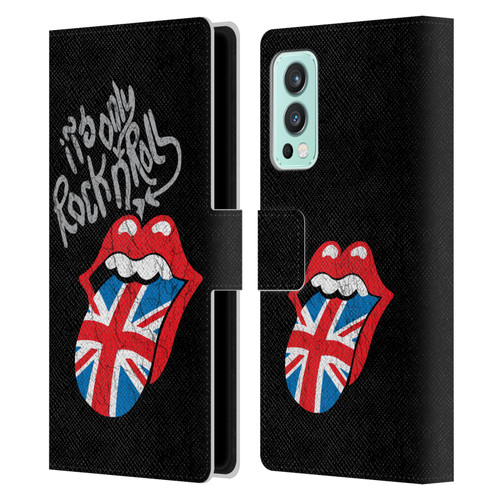 The Rolling Stones Albums Only Rock And Roll Distressed Leather Book Wallet Case Cover For OnePlus Nord 2 5G