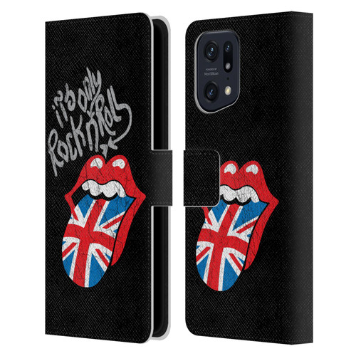 The Rolling Stones Albums Only Rock And Roll Distressed Leather Book Wallet Case Cover For OPPO Find X5