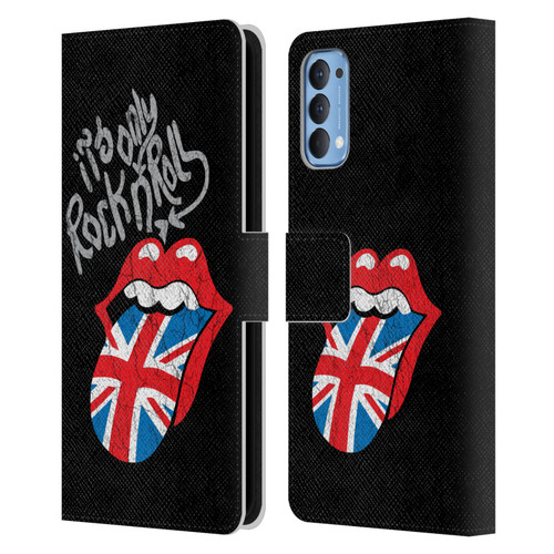 The Rolling Stones Albums Only Rock And Roll Distressed Leather Book Wallet Case Cover For OPPO Reno 4 5G