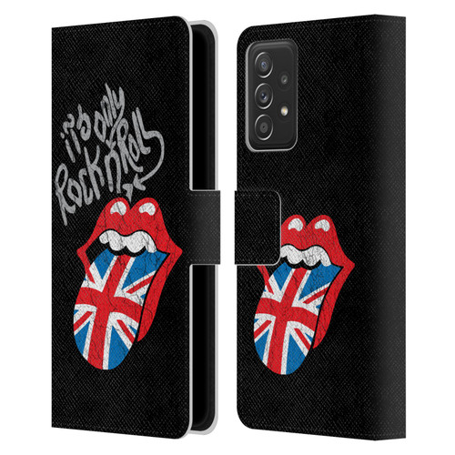 The Rolling Stones Albums Only Rock And Roll Distressed Leather Book Wallet Case Cover For Samsung Galaxy A53 5G (2022)