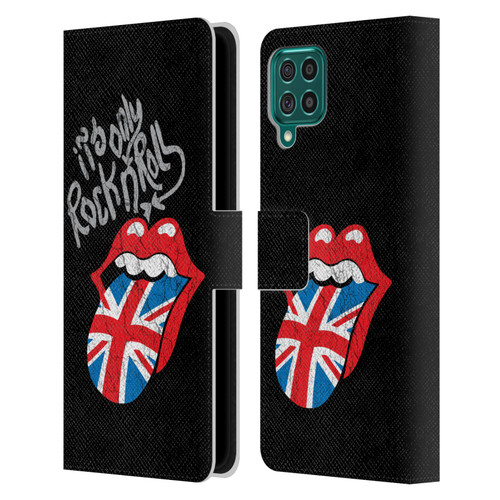 The Rolling Stones Albums Only Rock And Roll Distressed Leather Book Wallet Case Cover For Samsung Galaxy F62 (2021)