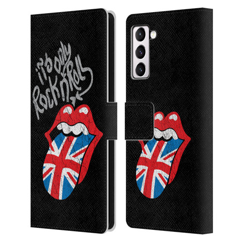 The Rolling Stones Albums Only Rock And Roll Distressed Leather Book Wallet Case Cover For Samsung Galaxy S21+ 5G