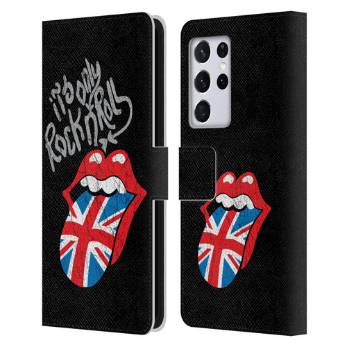 The Rolling Stones Albums Only Rock And Roll Distressed Leather Book Wallet Case Cover For Samsung Galaxy S21 Ultra 5G