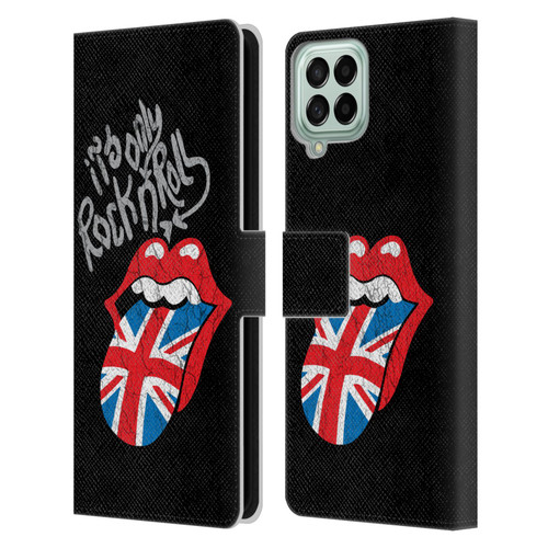 The Rolling Stones Albums Only Rock And Roll Distressed Leather Book Wallet Case Cover For Samsung Galaxy M33 (2022)